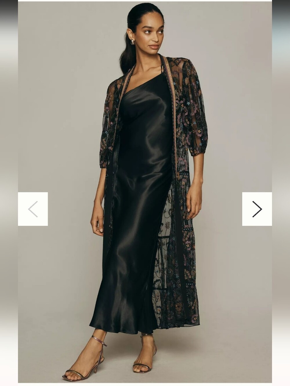 Anthropologie Bl-nk Tulle Duster Kimono Embroidered